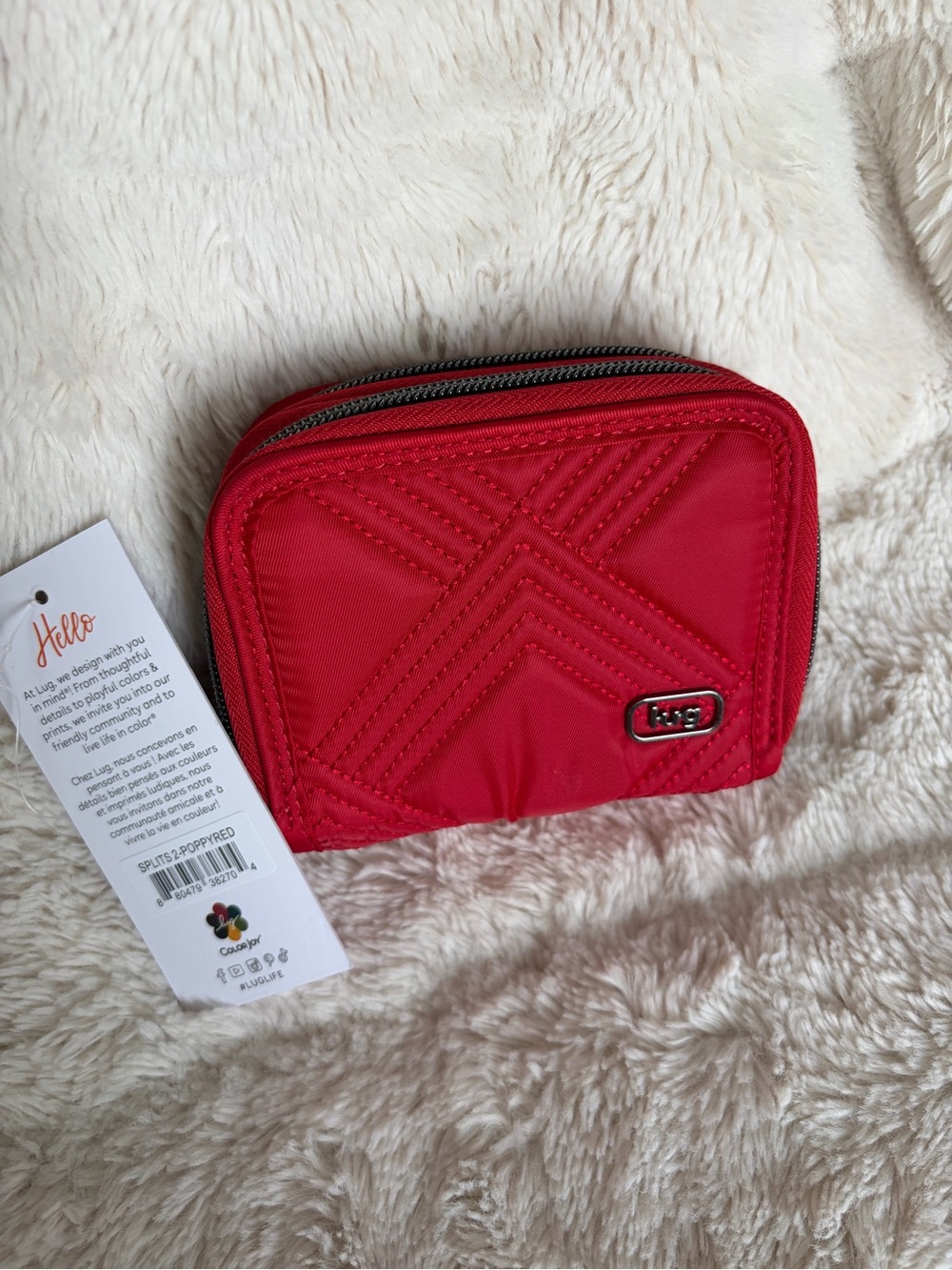 NWT Lug Splits Compact Wallet RFID in Poppy Red